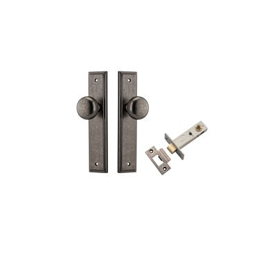 Iver Door Knob Cambridge Stepped Distressed Nickel Passage Kit