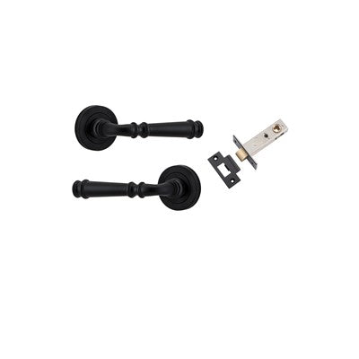 Iver Door Lever Verona Rose Round Matt Black Passage Kit