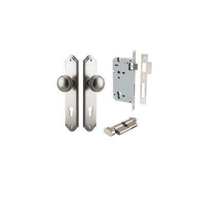 Iver Door Knob Paddington Shouldered Satin Nickel Key / Thumb Entrance Kit