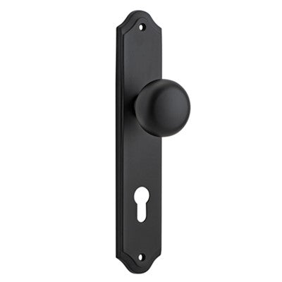 Iver Door Knob Cambridge Shouldered Euro Pair Matt Black CTC85mm D55xP62mm BPH250xW48mm