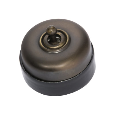 Tradco Switch Black Porcelain Base Antique Brass D60xP48mm