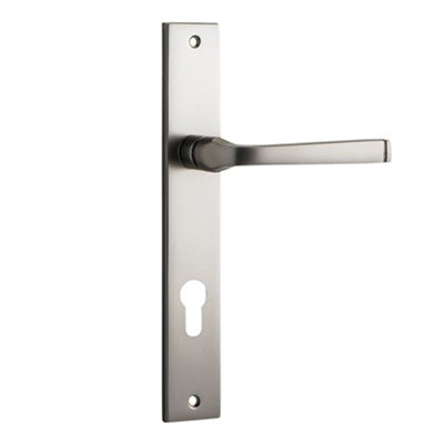 Iver Door Lever Annecy Rectangular Euro Pair Satin Nickel CTC85mm L117xP63mm BPH240xW38mm