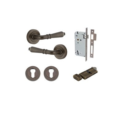 Iver Door Lever Sarlat Rose Round Signature Brass Key / Thumb Entrance Kit