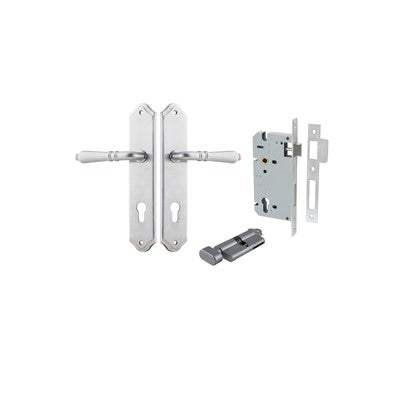 Iver Door Lever Sarlat Shouldered Brushed Chrome Key / Thumb Entrance Kit