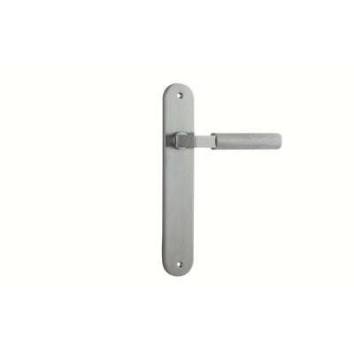 Iver Door Lever Brunswick Oval Latch Pair Brushed Chrome L120xP57mm BPH240xW40mm