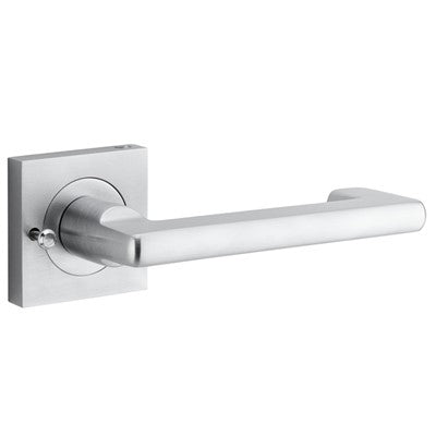 Iver Door Lever Baltimore Return Rose Square Brushed Chrome Inbuilt Privacy Kit