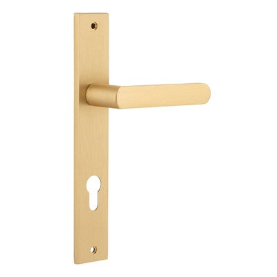 Iver Door Lever Osaka Rectangular Euro Pair Brushed Brass CTC85mm L120xP52mm BPH240xW38mm