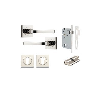 Iver Door Lever Annecy Rose Square Polished Nickel Key / Key Entrance Kit