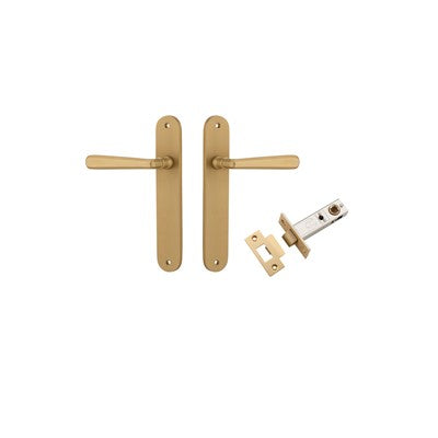 Iver Door Lever Copenhagen Oval Brushed Brass Passage Kit