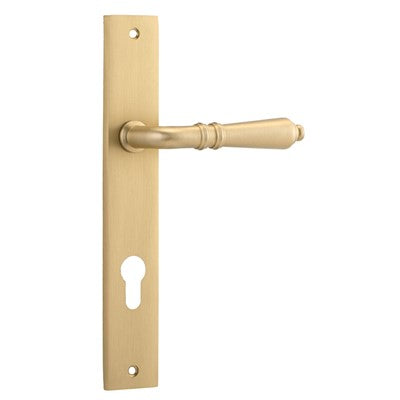 Iver Door Lever Sarlat Rectangular Euro Pair Brushed Brass CTC85mm L111xP53mm BPH240xW38mm