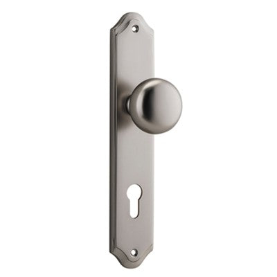 Iver Door Knob Cambridge Shouldered Euro Pair Satin Nickel CTC85mm D55xP62mm BPH250xW48mm