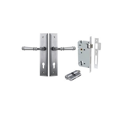 Iver Door Lever Verona Stepped Brushed Chrome Key / Key Entrance Kit