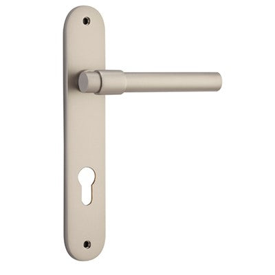 Iver Door Lever Helsinki Oval Euro Pair Satin Nickel CTC85mm L137xP58mm BPH240xW40mm