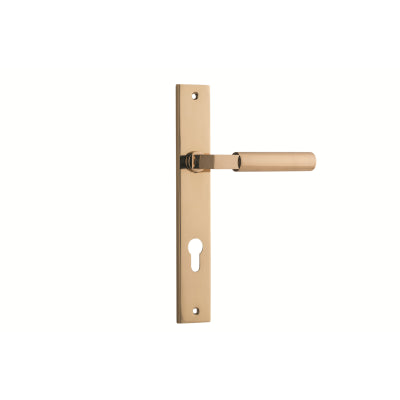 Iver Door Lever Berlin Rectangular Euro Pair Polished Brass CTC85mm L120xP57mm BPH240xW38mm