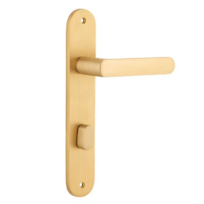 Iver Door Lever Osaka Oval Privacy Pair Brushed Brass CTC85mm L120xP52mm BPH240xW40mm