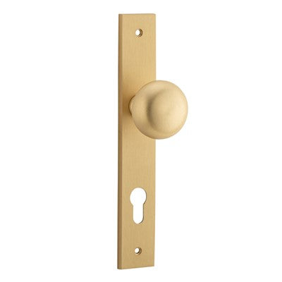 Iver Door Knob Cambridge Rectangular Euro Pair Satin Brass CTC85mm D55xP60mm BPH240xW38mm