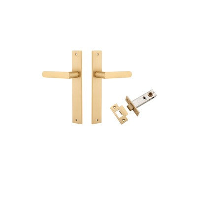 Iver Door Lever Osaka Rectangular Brushed Brass Passage Kit