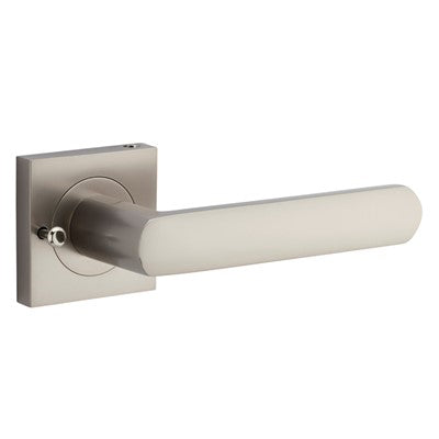 Iver Door Lever Osaka Rose Square Satin Nickel Inbuilt Privacy Kit