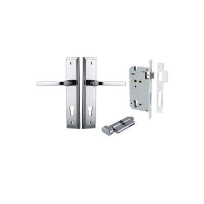 Iver Door Lever Annecy Stepped Polished Chrome Key / Thumb Entrance Kit