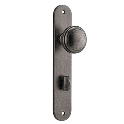 Iver Door Knob Paddington Oval Privacy Pair Distressed Nickel CTC85mm D55xP61mm BPH240xW40mm