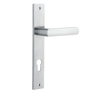 Iver Door Lever Osaka Rectangular Euro Pair Brushed Chrome CTC85mm L120xP52mm BPH240xW38mm