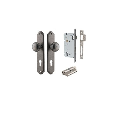 Iver Door Knob Paddington Shouldered Distressed Nickel Key / Key Entrance Kit