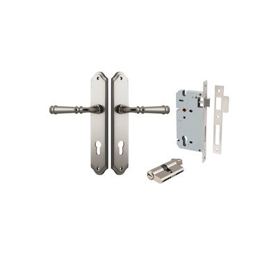 Iver Door Lever Verona Shouldered Satin Nickel Key / Key Entrance Kit