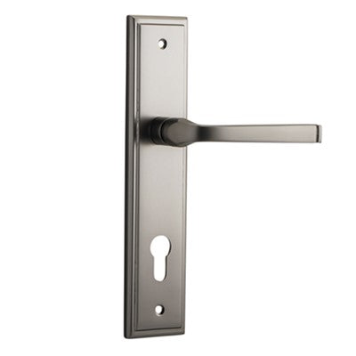 Iver Door Lever Annecy Stepped Euro Pair Satin Nickel CTC85mm L117xP66mm BPH237xW50mm