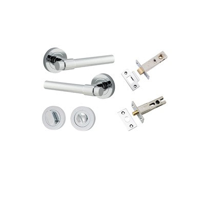 Iver Door Lever Helsinki Rose Round Polished Chrome Privacy Kit