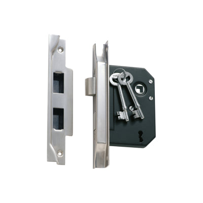 Tradco Mortice Lock 3 Lever Rebated Satin Chrome CTC57mm Backset 57mm