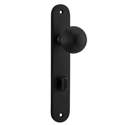 Iver Door Knob Guildford Oval Privacy Pair Matt Black CTC85mm D52xP72mm BPH240xW40mm