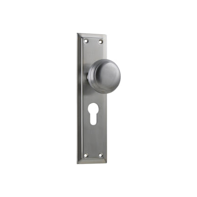 Tradco Door Knob Richmond Euro Pair Satin Chrome H200xW50xP62mm