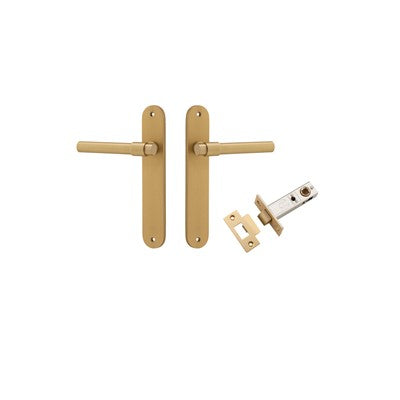 Iver Door Lever Helsinki Oval Brushed Brass Passage Kit