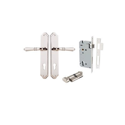 Iver Door Lever Sarlat Shouldered Polished Nickel Key / Thumb Entrance Kit