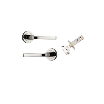 Iver Door Lever Annecy Rose Round Polished Nickel Passage Kit