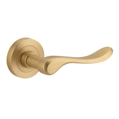 Iver Door Lever Stirling Rose Round Concealed Fix Pair Brushed Brass L116xP65mm BPD52mm