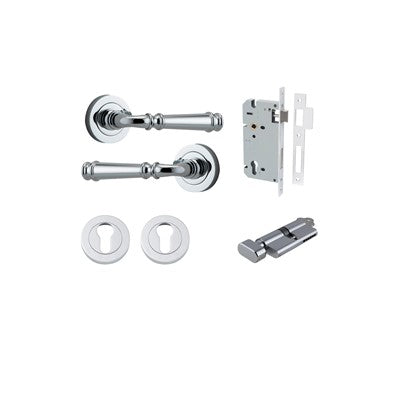 Iver Door Lever Verona Rose Round Polished Chrome Key / Thumb Entrance Kit