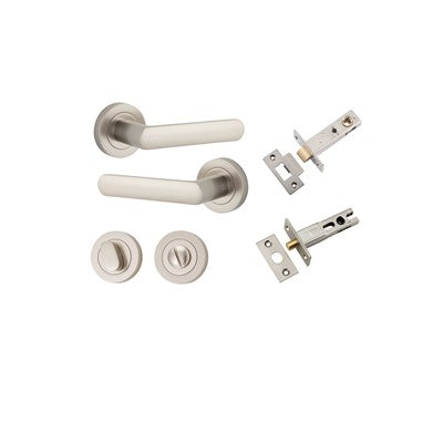 Iver Door Lever Osaka Rose Round Satin Nickel Privacy Kit