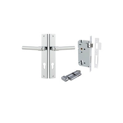 Iver Door Lever Helsinki Rectangular Polished Chrome Key / Thumb Entrance Kit