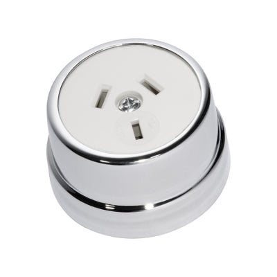 Tradco Socket Traditional White Mechanism Chrome Plated D50xP30mm