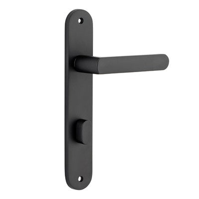 Iver Door Lever Osaka Oval Privacy Pair Matt Black CTC85mm L120xP52mm BPH240xW40mm