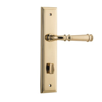 Iver Door Lever Verona Stepped Privacy Pair Polished Brass CTC85mm L122xP59mm BPH237xW50mm