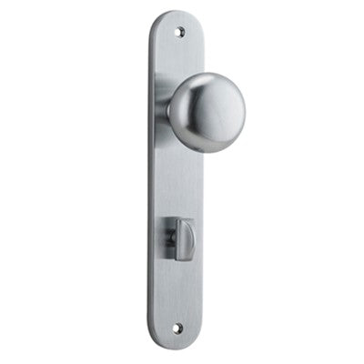 Iver Door Knob Cambridge Oval Privacy Pair Brushed Chrome CTC85mm D55xP60mm BPH240xW40mm