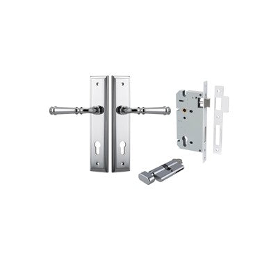 Iver Door Lever Verona Stepped Polished Chrome Key / Thumb Entrance Kit