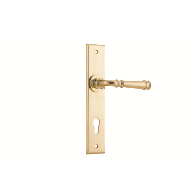 Iver Door Lever Verona Chamfered Euro Pair Polished Brass CTC85mm L122xP58mm BPH240xW50mm