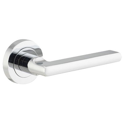 Iver Door Lever Baltimore Rose Round Concealed Fix Pair Polished Chrome L118xP57mm BPD52mm