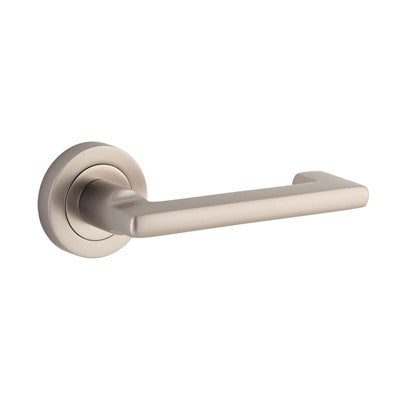 Iver Door Lever Baltimore Return Rose Round Concealed Fix Pair Satin Nickel L128xP57mm BPD52mm