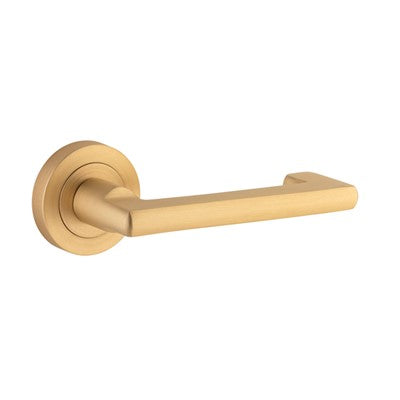 Iver Door Lever Baltimore Return Rose Round Concealed Fix Pair Brushed Brass L128xP57mm BPD52mm