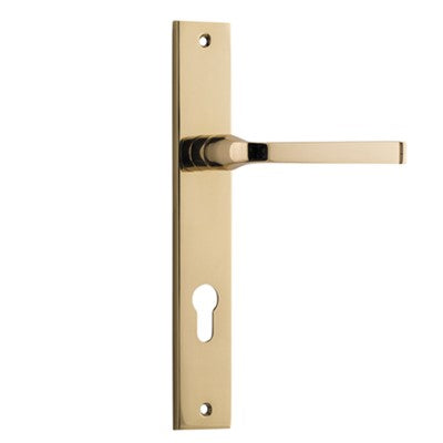 Iver Door Lever Annecy Rectangular Euro Pair Polished Brass CTC85mm L117xP63mm BPH240xW38mm