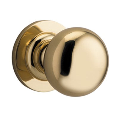 Iver Door Knob Cambridge Rose Round Concealed Fix Pair Polished Brass D55xP67mm BPD58mm